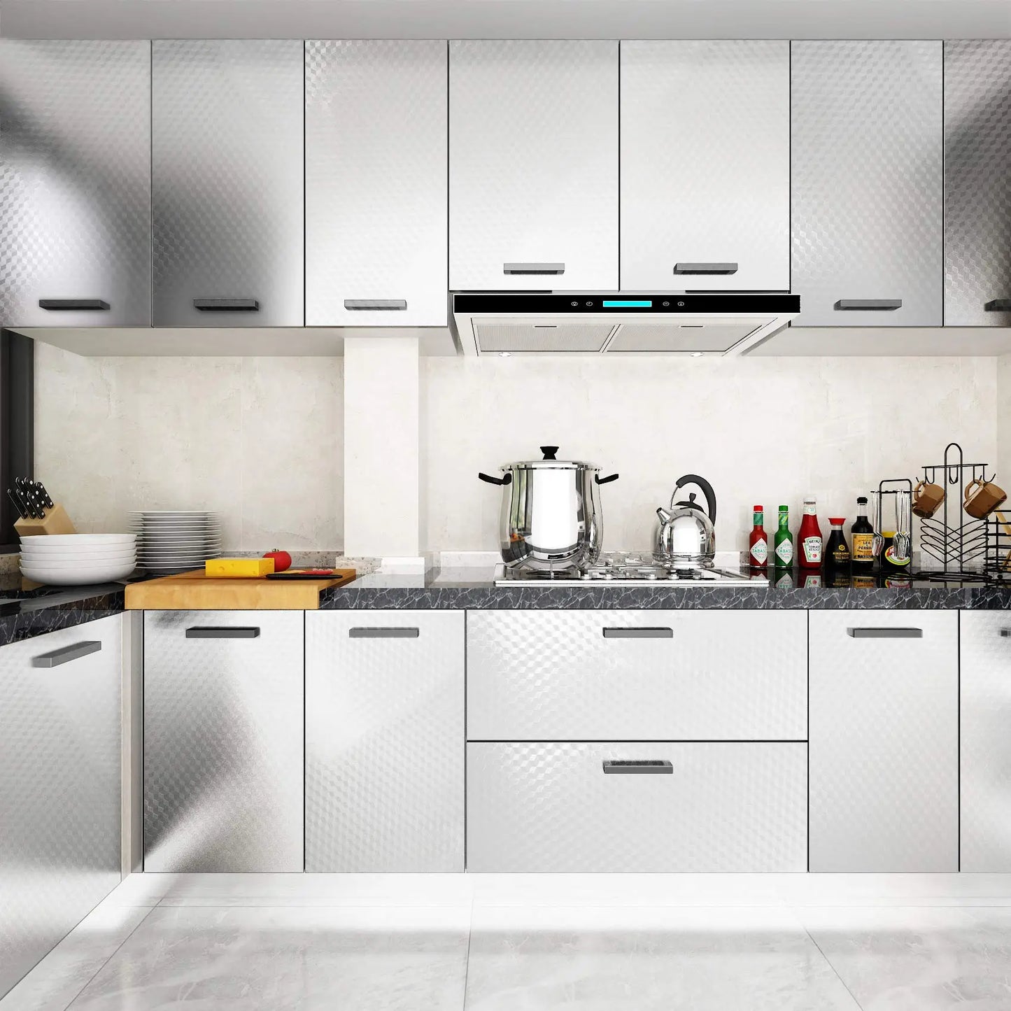 Stainless Steel Kitchen Oil-Proof Adhesive Wallpaper Roll (15.7" W × 9.8 Ft L )