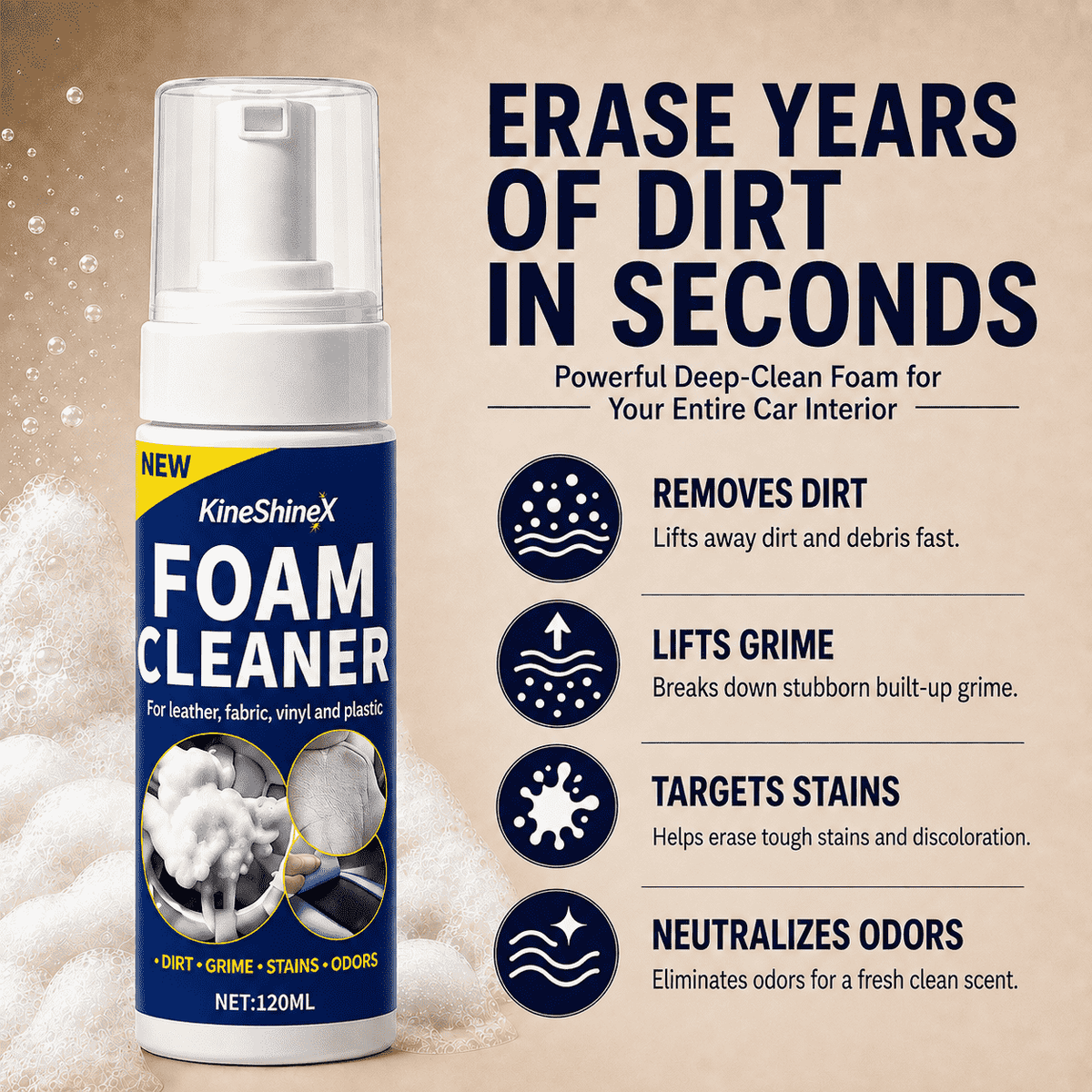 Erase Years of Dirt in Seconds — Powerful Deep-Clean Foam for Your Entire Car Interior