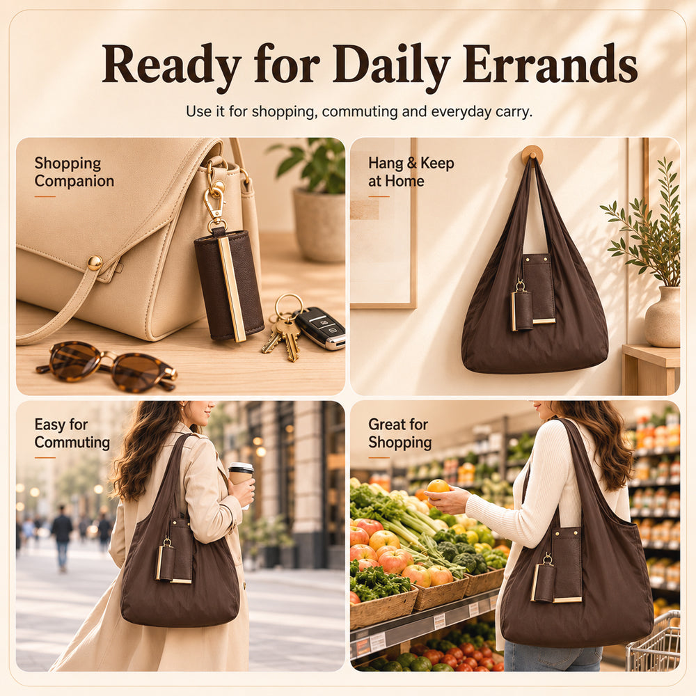Pocket-Sized Foldable Tote – Clips to Your Keys and Opens in Seconds