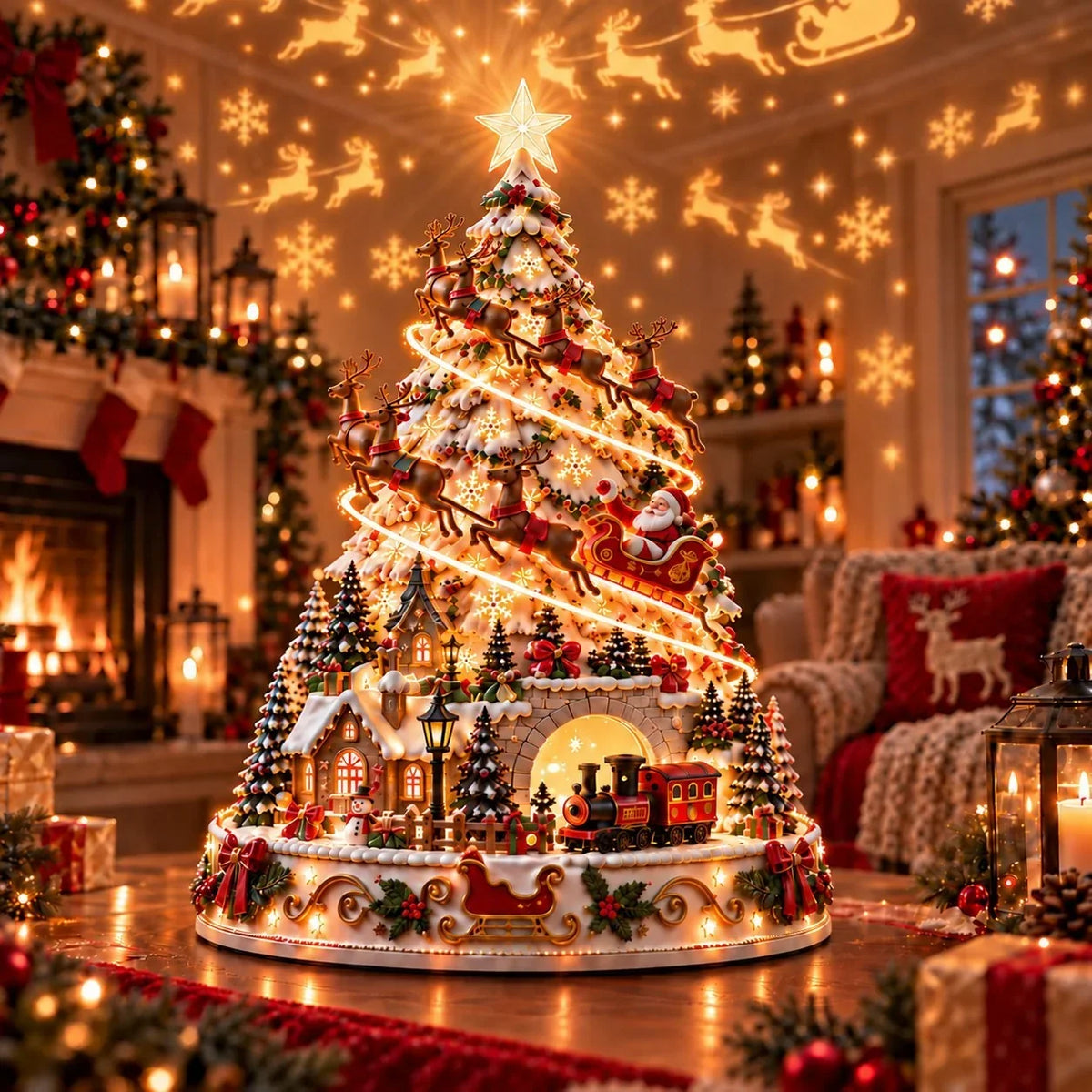 π Magical Christmas Village Projection Centrepiece β 2 Festive Scenes