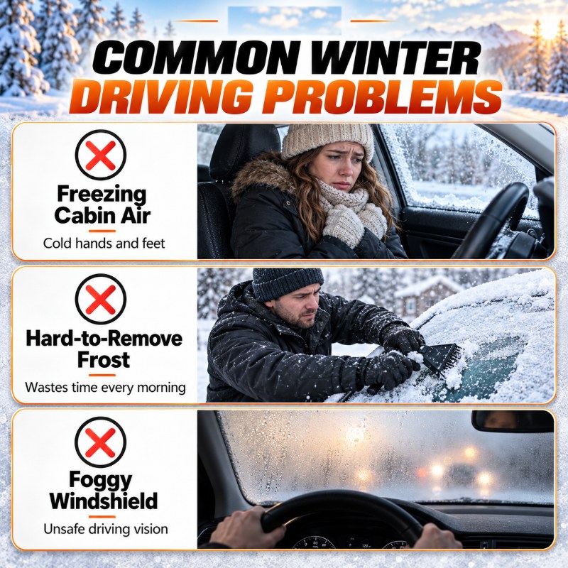 Portable Car Heater Defroster with 360-Degree Rotating Base