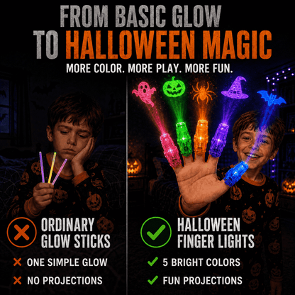 Halloween Finger Lights, Fun Multi-Design Glow Toys for Kids, Party Favors, Decorations & Gifts
