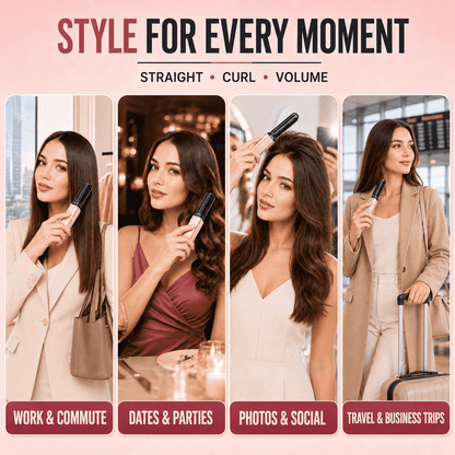 3-in-1 Anti-Scald Hair Styling Brush | Straighten, Curl & Volumize🍀