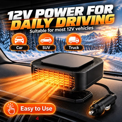Portable Car Heater Defroster with 360-Degree Rotating Base