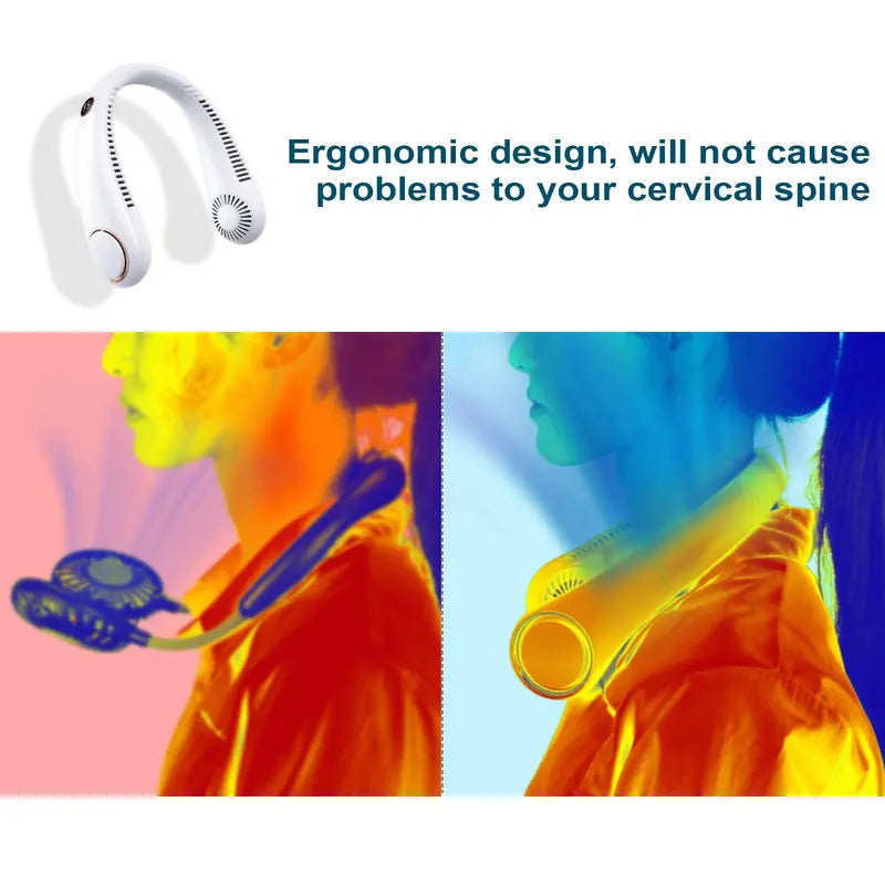 ❄️LAST DAY 75% OFF ✨Portable Neck Fan, Bladeless Wearable Personal Fan, Hands-Free Cooling for Outdoor & Office