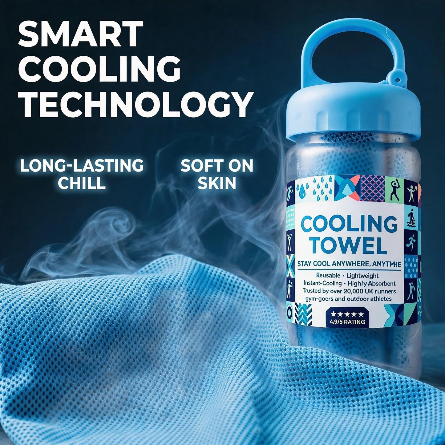 Cold Sweat Towel You Can Use Anywhere, Anytime! Reusable Soft Absorbent Cooling Portable