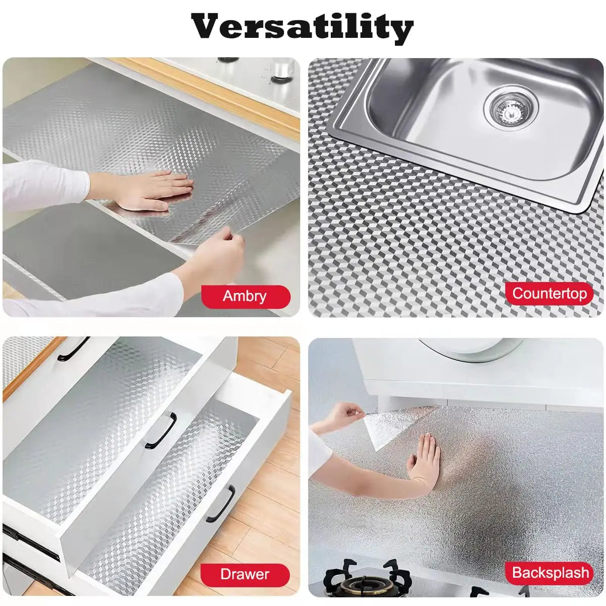Stainless Steel Kitchen Oil-Proof Adhesive Wallpaper Roll (15.7" W × 9.8 Ft L )