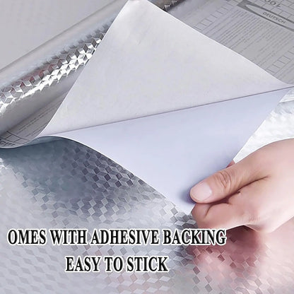 Stainless Steel Kitchen Oil-Proof Adhesive Wallpaper Roll (15.7" W × 9.8 Ft L )