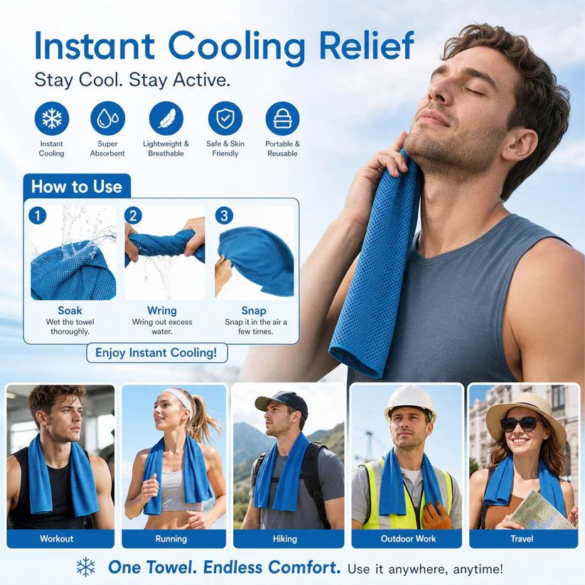 Cold Sweat Towel You Can Use Anywhere, Anytime! Reusable Soft Absorbent Cooling Portable