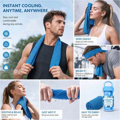 Cold Sweat Towel You Can Use Anywhere, Anytime! Reusable Soft Absorbent Cooling Portable