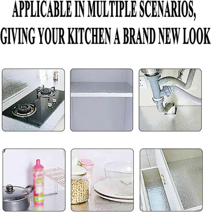 Stainless Steel Kitchen Oil-Proof Adhesive Wallpaper Roll (15.7" W × 9.8 Ft L )