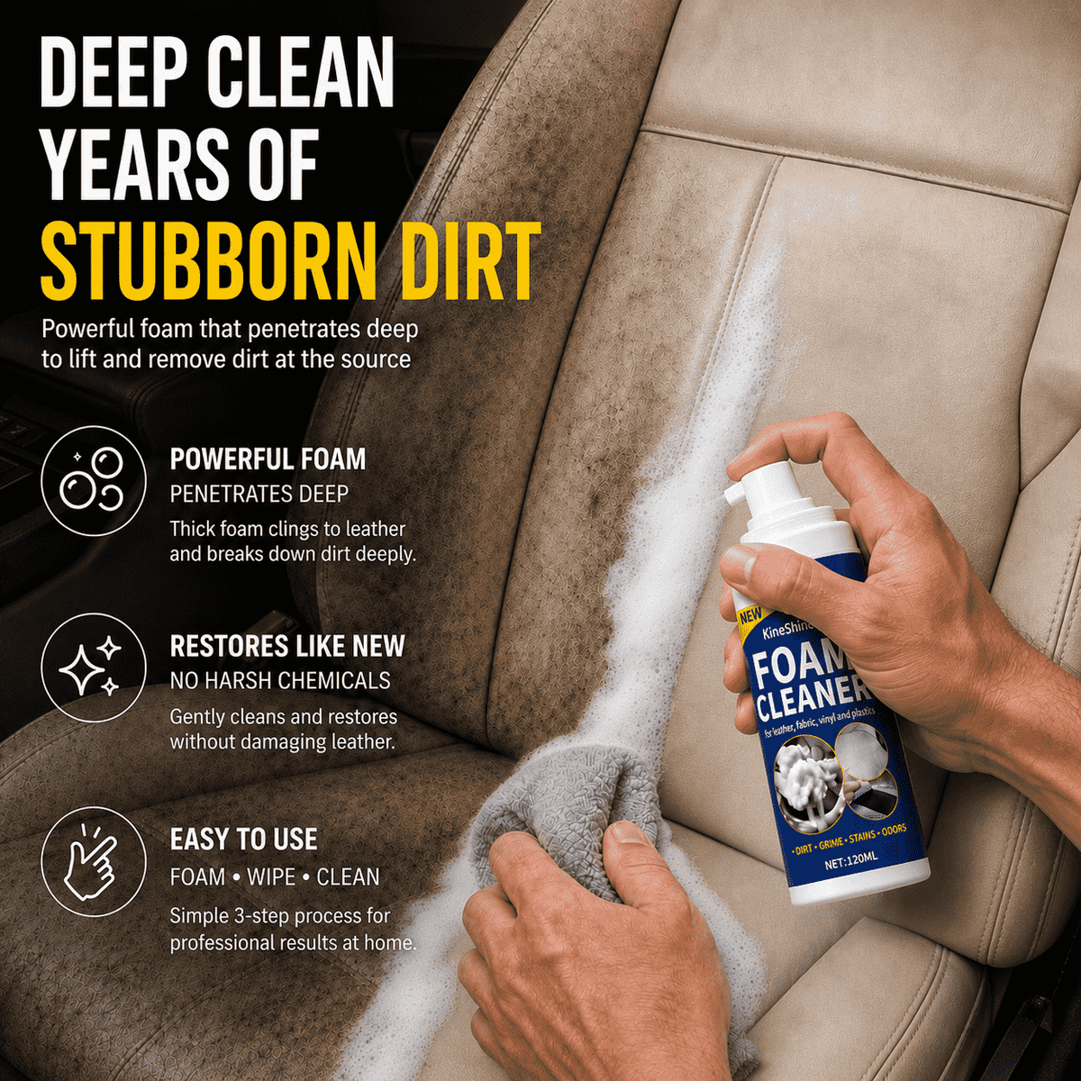 Erase Years of Dirt in Seconds — Powerful Deep-Clean Foam for Your Entire Car Interior