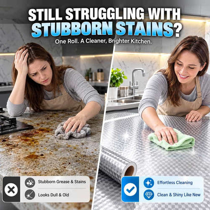 Kitchen & Home Self-Adhesive Aluminum Foil Surface Protector – Easy to Clean, Oil & Splash Resistant, Removes Cleanly Without Sticky Residue ✨