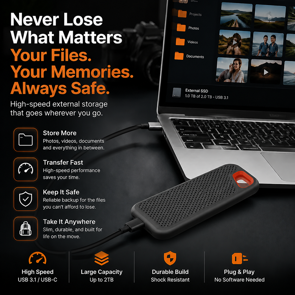⚡2TB Type-C Portable Mini SSD | High-Speed External Storage Drive for Laptop, Desktop & Smartphone