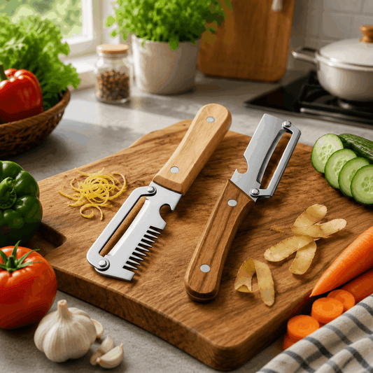 🔥💕LAST DAY 75% OFF ✨3-in-1 Stainless Steel Vegetable Peeler with Wooden Handle & Bottle Opener