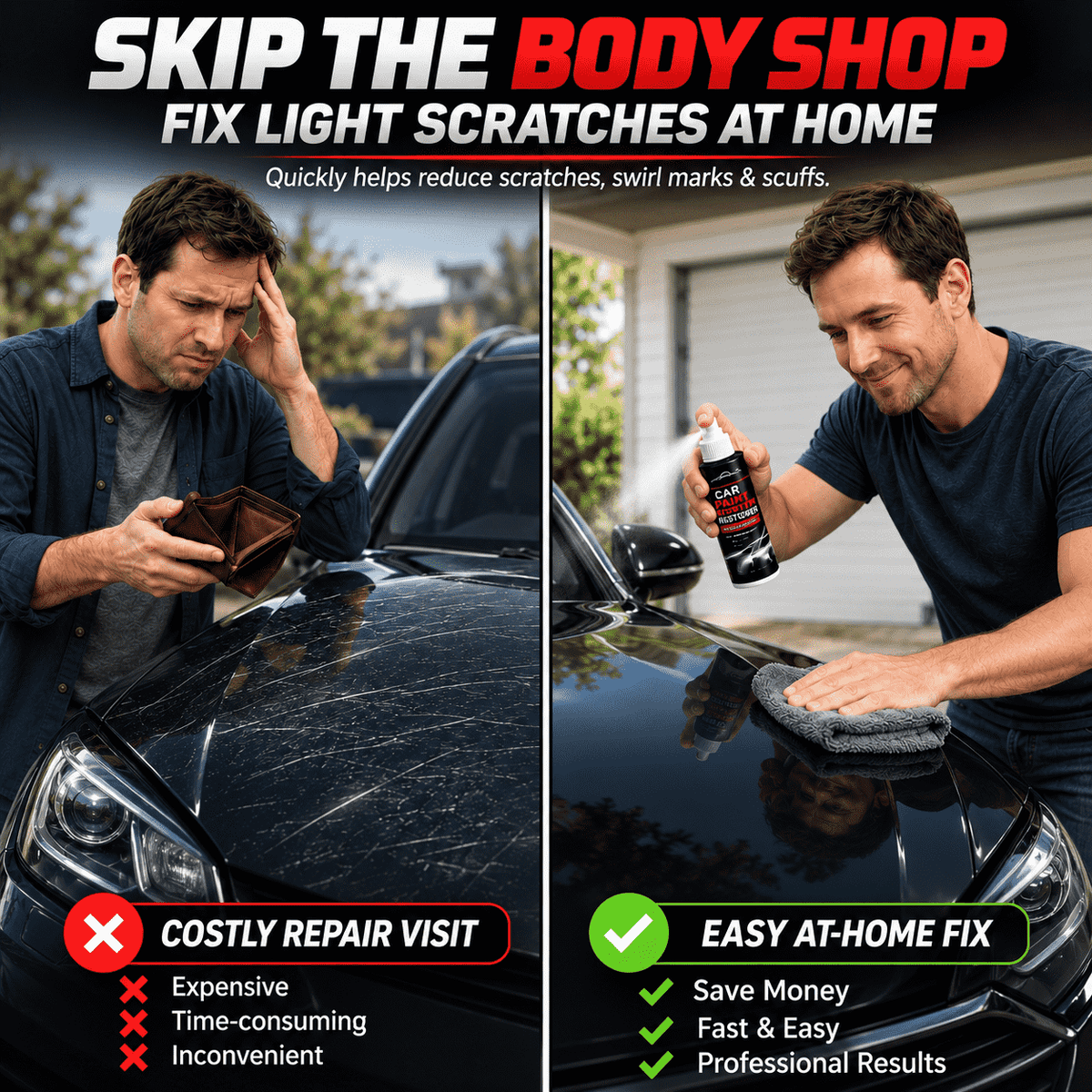 Car Paint Scratch Restorer – Quickly Reduces Scratches, Swirl Marks & Scuffs🍀