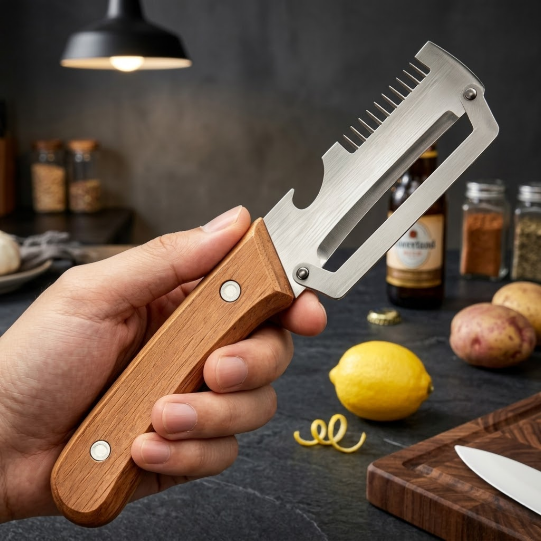 🔥💕LAST DAY 75% OFF ✨3-in-1 Stainless Steel Vegetable Peeler with Wooden Handle & Bottle Opener