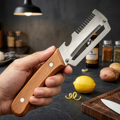 🔥💕LAST DAY 75% OFF ✨3-in-1 Stainless Steel Vegetable Peeler with Wooden Handle & Bottle Opener