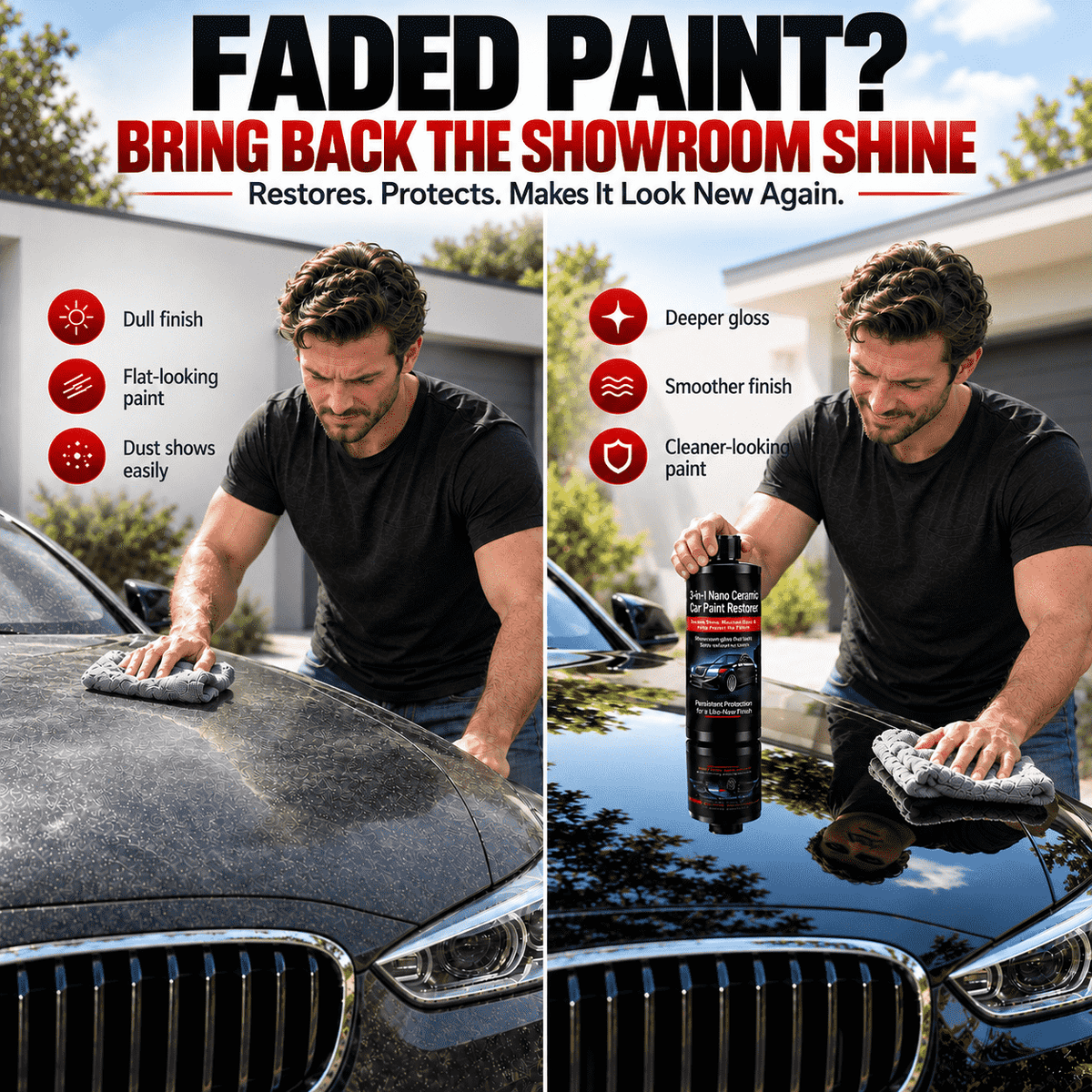 3-in-1 Nano Ceramic Car Paint Restorer – Restore Shine, Maintain Gloss & Help Protect the Finish