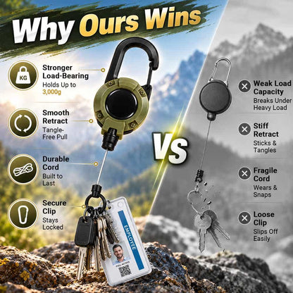Heavy-Duty Steel-Wire Retractable Carabiner Keychain — Quick Access for Keys, ID Badges & Small Tools🔥