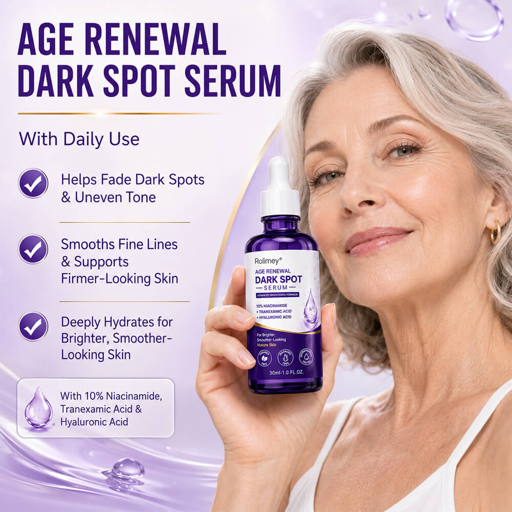 🍀 Rolimey® Age Renewal Dark Spot Serum — Infused with 10% Niacinamide, Tranexamic Acid & Hyaluronic Acid for Brighter, Smoother-Looking Mature Skin 🌼