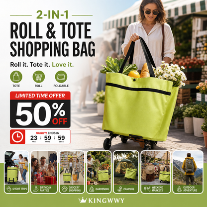 🛢️ 2026 Sale — Over 31,000 Sold! 2-in-1 Foldable Shopping Cart