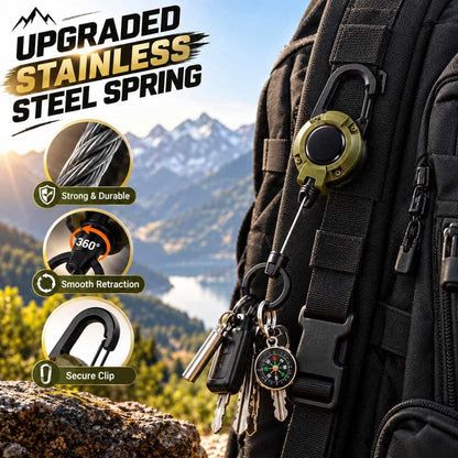 Heavy-Duty Steel-Wire Retractable Carabiner Keychain — Quick Access for Keys, ID Badges & Small Tools🔥