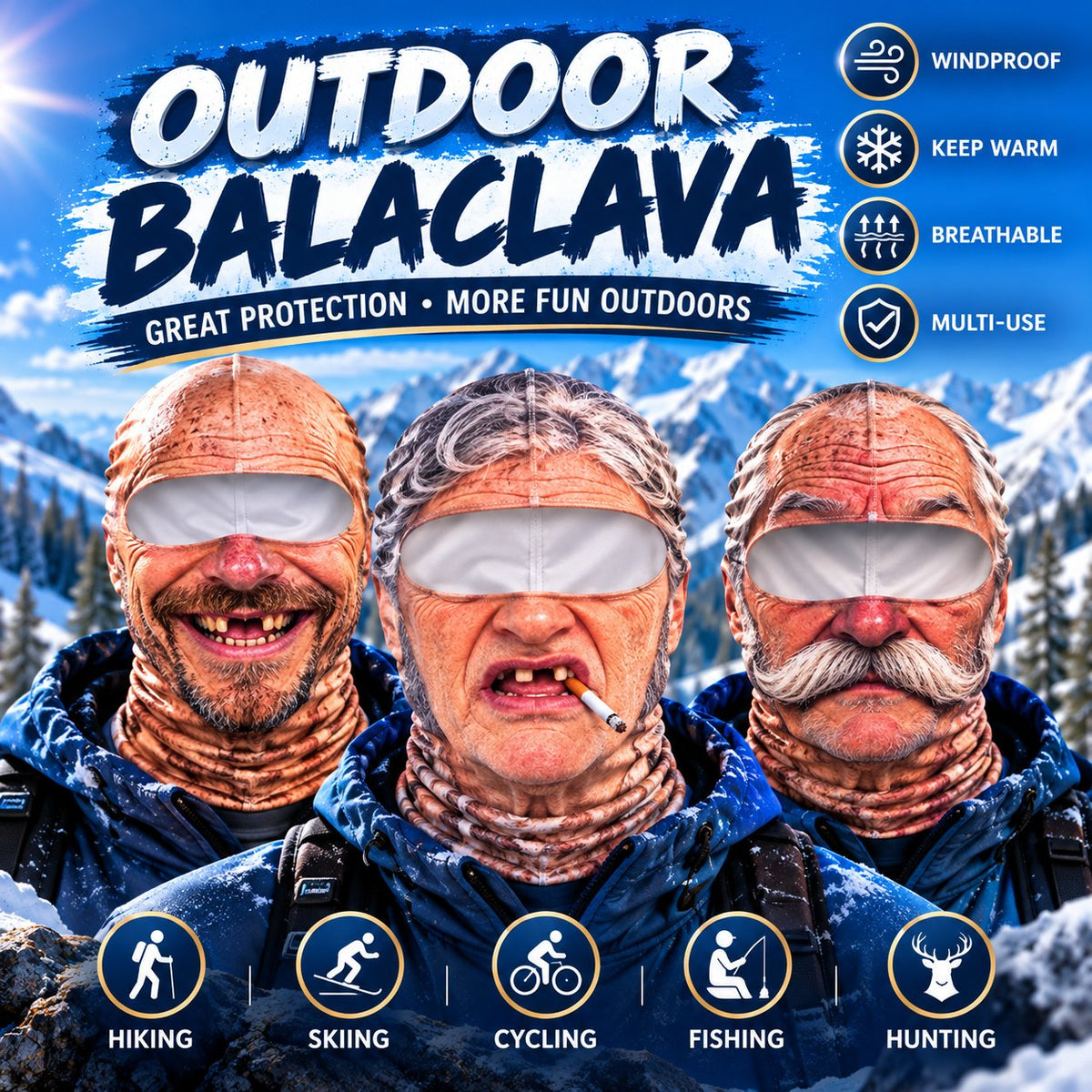 Realistic Face Ski Mask – Funny 3D Balaclava