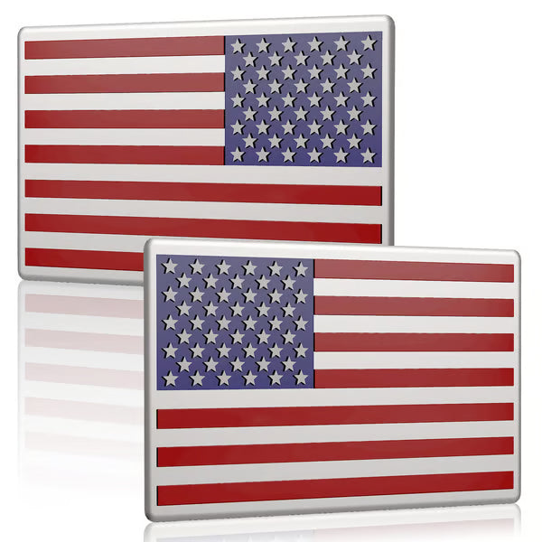 Helloadorn® 3D American Flag Emblem Decal - Aluminum Alloy Material (Not Plastic)