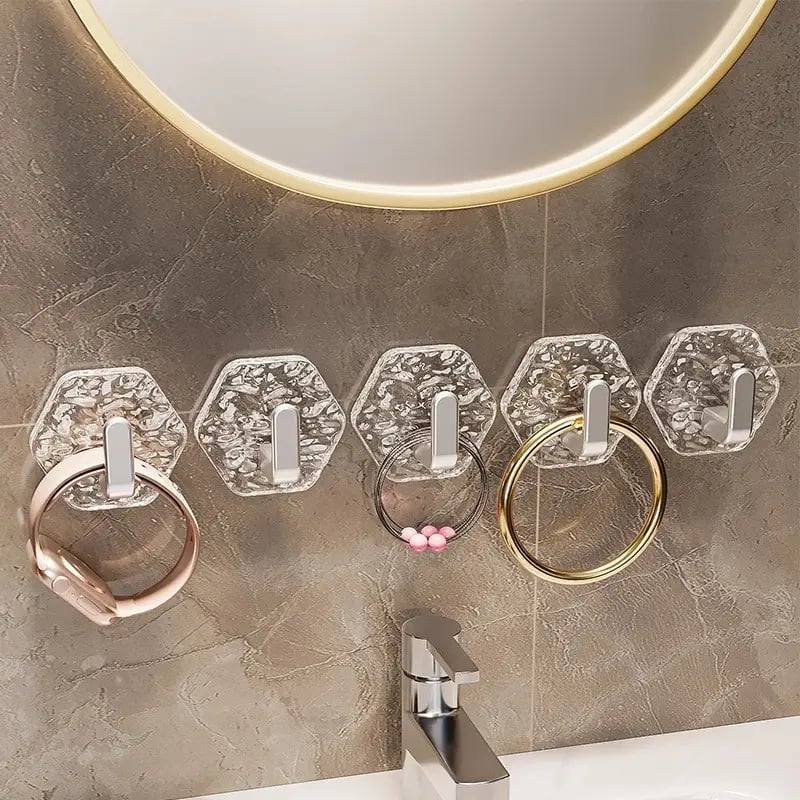 Hexagonal Ripple Heavy Duty Hooks for Bathroom, Kitchen & Household Organization