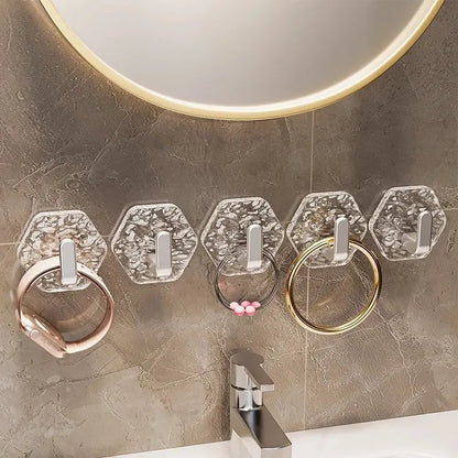 Hexagonal Ripple Heavy Duty Hooks for Bathroom, Kitchen & Household Organization