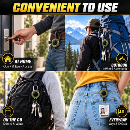 Heavy-Duty Steel-Wire Retractable Carabiner Keychain — Quick Access for Keys, ID Badges & Small Tools🔥