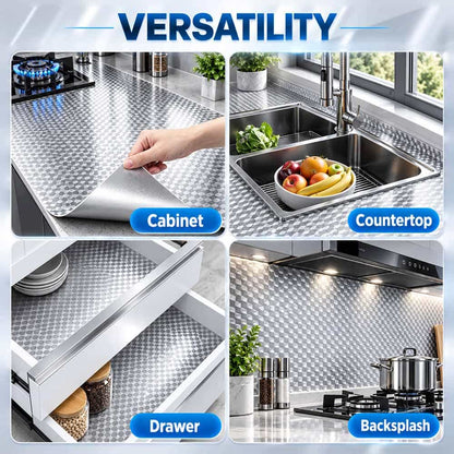 Kitchen & Home Self-Adhesive Aluminum Foil Surface Protector – Easy to Clean, Oil & Splash Resistant, Removes Cleanly Without Sticky Residue ✨