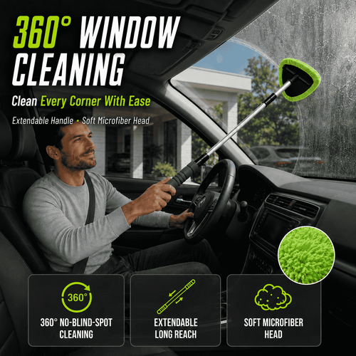 Car Windshield Cleaning Brush — Extendable Microfiber for 360° Window Cleaning🍇