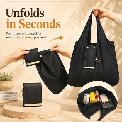 Pocket-Sized Foldable Tote – Clips to Your Keys and Opens in Seconds