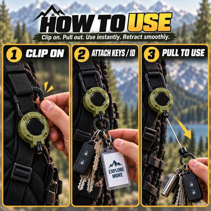 Heavy-Duty Steel-Wire Retractable Carabiner Keychain — Quick Access for Keys, ID Badges & Small Tools🔥