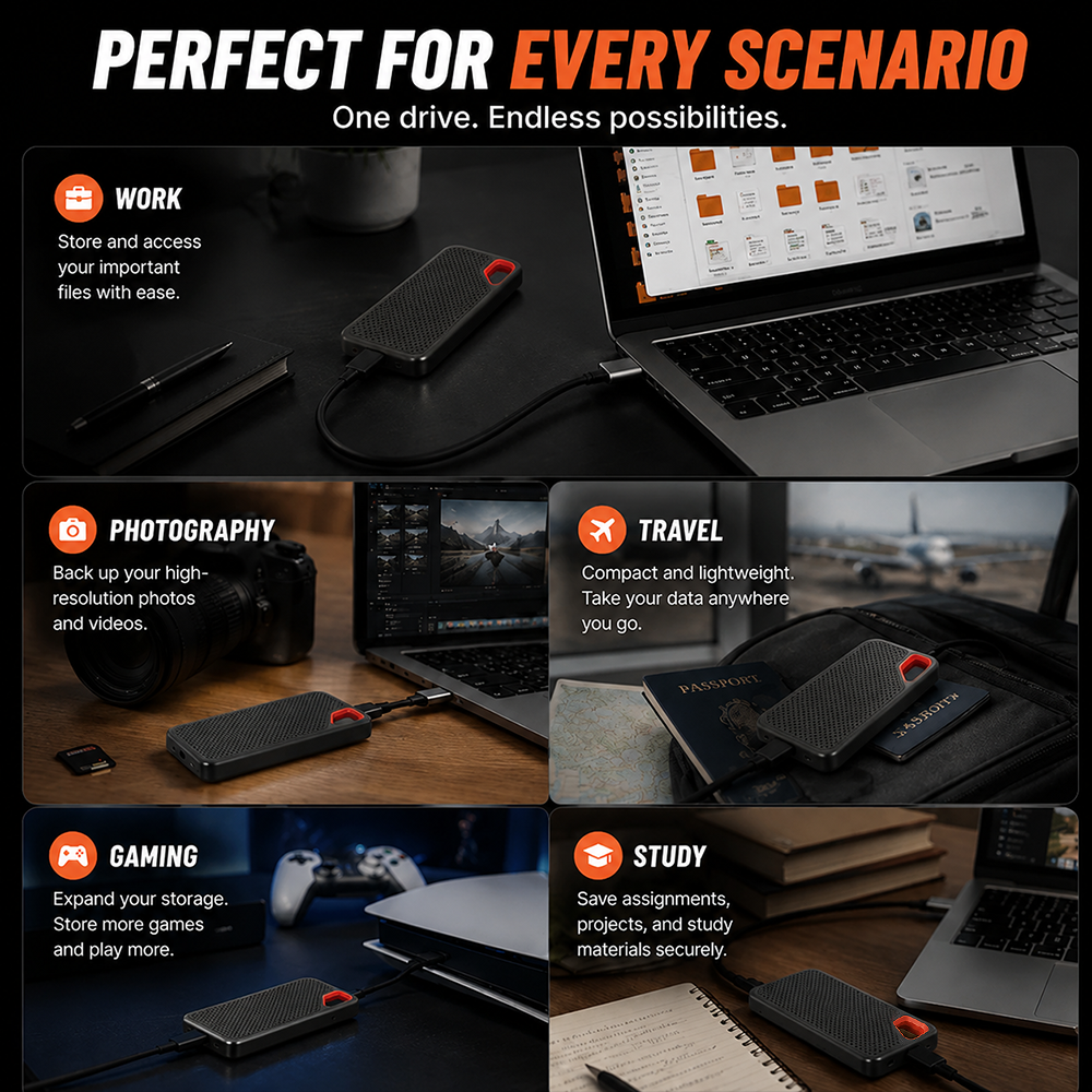⚡2TB Type-C Portable Mini SSD | High-Speed External Storage Drive for Laptop, Desktop & Smartphone