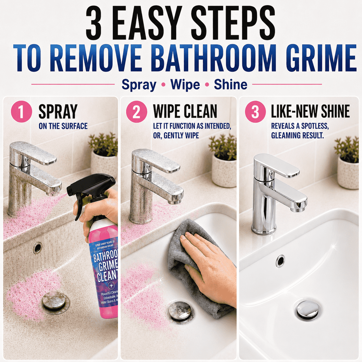 Spray Away Years of Bathroom Grime — Powerful Cleaner for Limescale, Mold, Water Stains & More✨