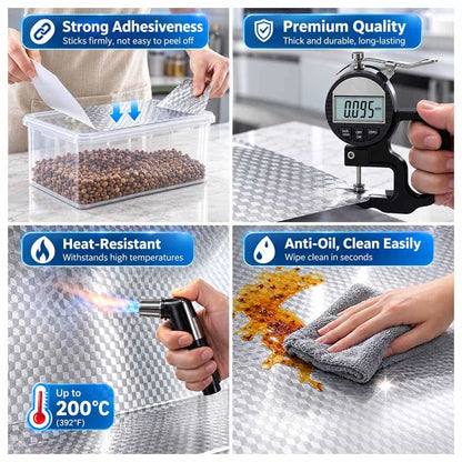 Kitchen & Home Self-Adhesive Aluminum Foil Surface Protector – Easy to Clean, Oil & Splash Resistant, Removes Cleanly Without Sticky Residue ✨