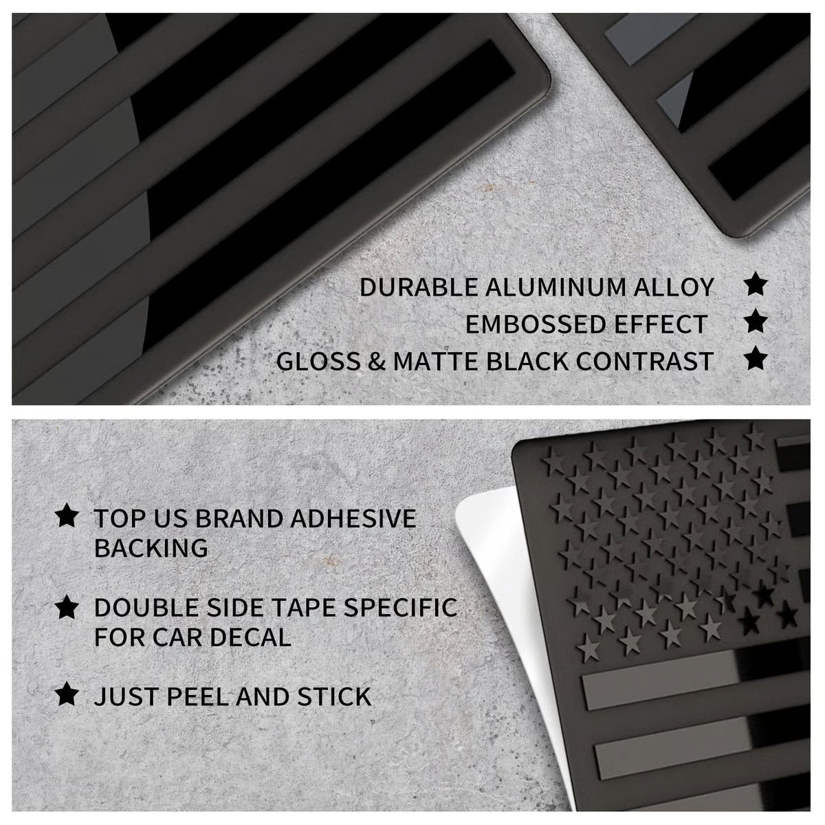 Helloadorn® 3D American Flag Emblem Decal - Aluminum Alloy Material (Not Plastic)
