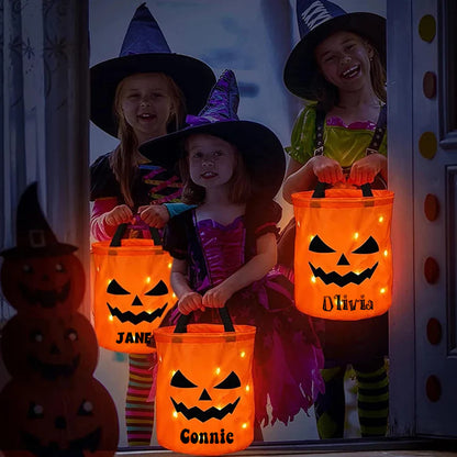 🎃 Light-Up Halloween Candy Bucket Set – Reusable Trick or Treat Bags
