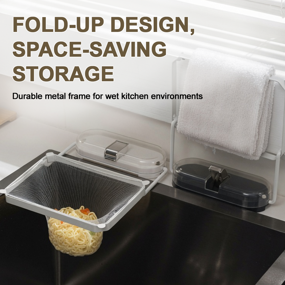 2-in-1 Suction Cup Sink Strainer Rack – Movable Food Waste Filter with Disposable Drain Nets