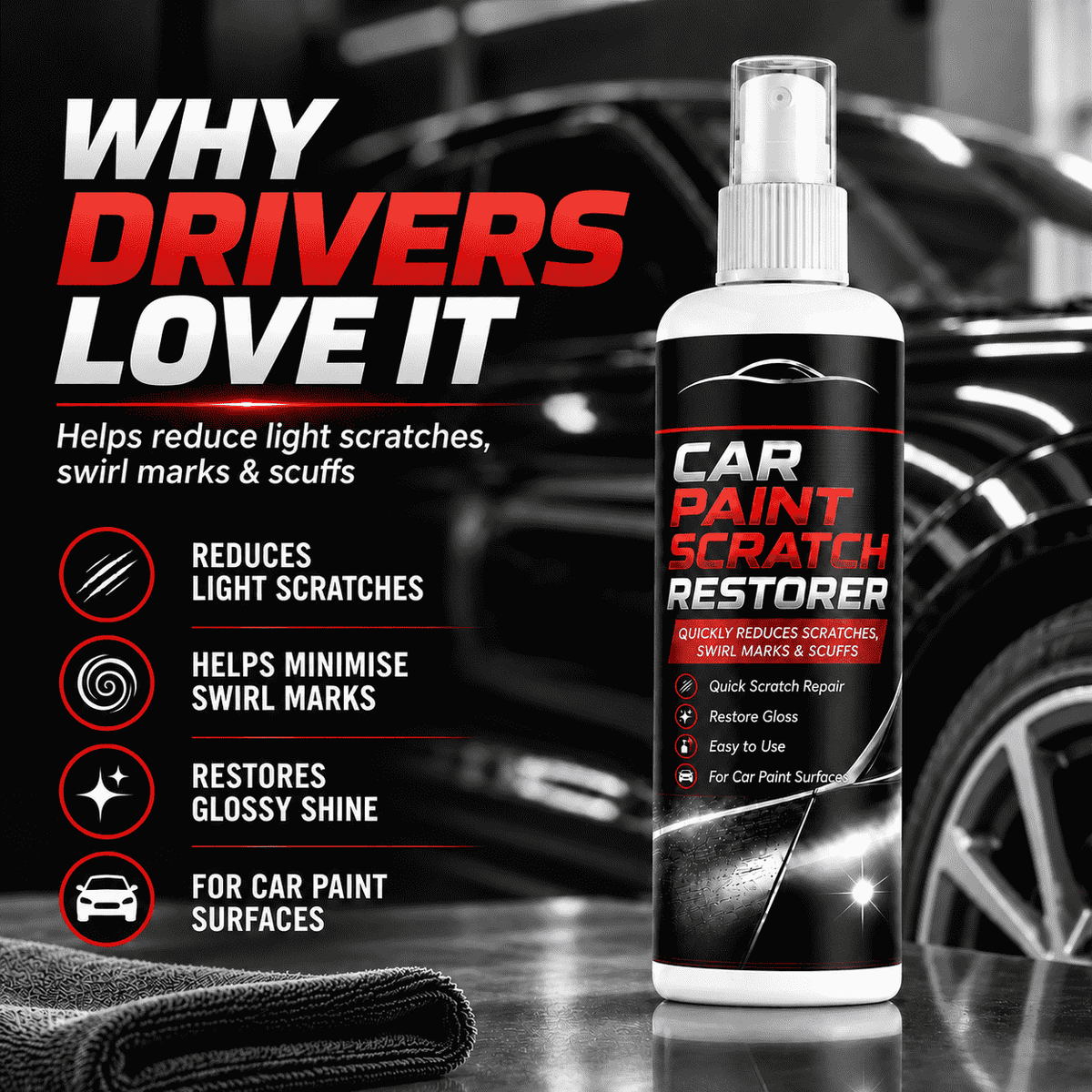 Car Paint Scratch Restorer – Quickly Reduces Scratches, Swirl Marks & Scuffs🍀