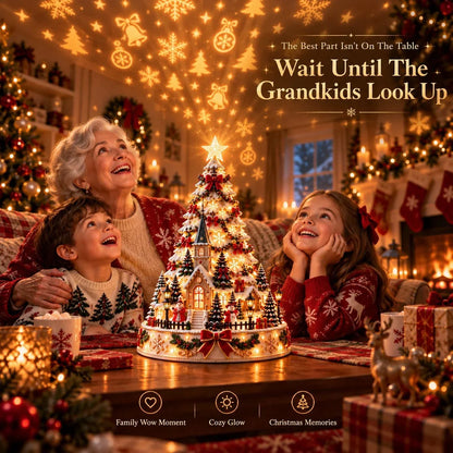 🎄 Magical Christmas Village Projection Centrepiece – 2 Festive Scenes