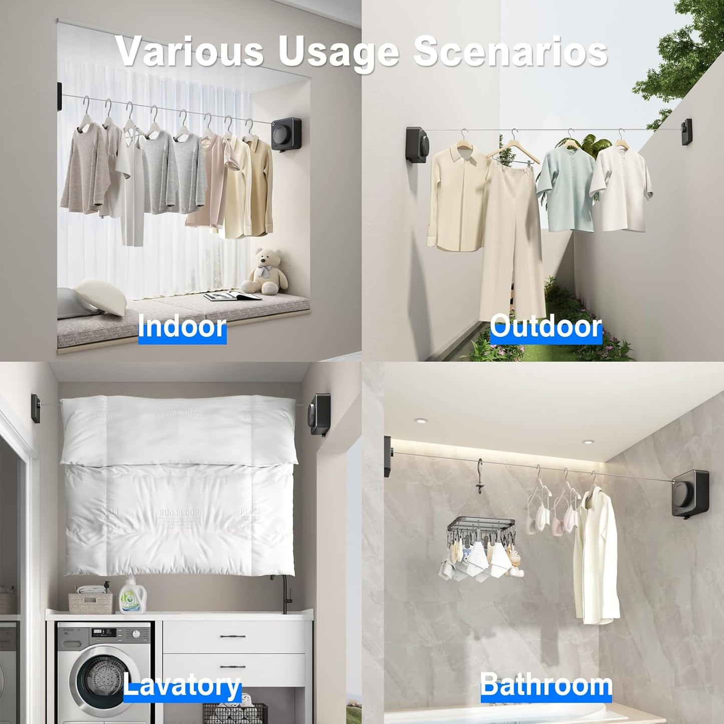 Heavy-Duty Retractable Clothes Line