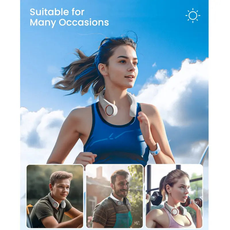❄️LAST DAY 75% OFF ✨Portable Neck Fan, Bladeless Wearable Personal Fan, Hands-Free Cooling for Outdoor & Office
