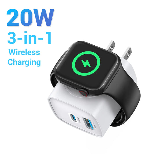 🔋 3-in-1 Magnetic Apple Watch Charger | Fast USB-C Wall Charger