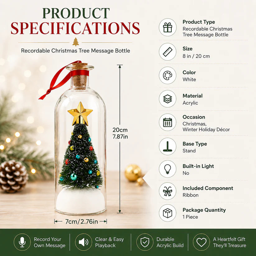 Mr. Christmas 8" Recordable Christmas Tree Message In A Bottle