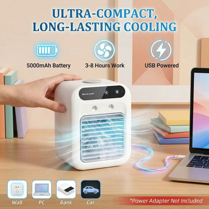 Portable Air Cooler,3-in-1 Cooling Fan with 2 Mist Speeds