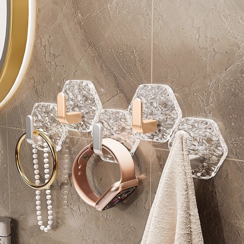 Hexagonal Ripple Heavy Duty Hooks for Bathroom, Kitchen & Household Organization